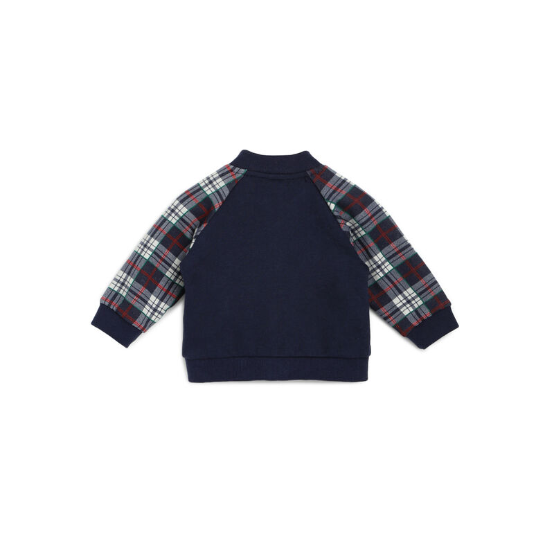 Boys Blue Printed Checkered Cardigan image number null